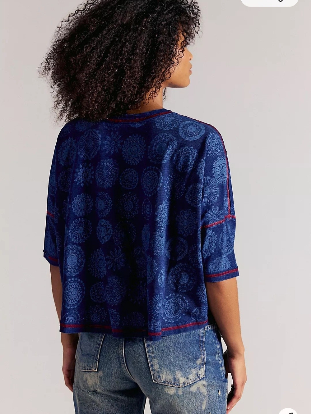 NWT Free People We The Free One-of-a-Kind Burnout Tee XS Indigo Cotton FP Boho - Picture 5 of 14